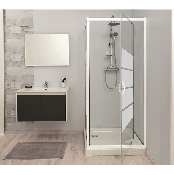 Façade Shiva - Façade Pivotante 90x190x0,5cm - Verre Trempé - Finitions Blanc