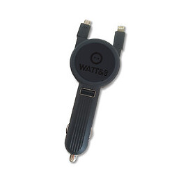 Chargeur De Voiture 12v Avec Port Usb 3.1a Et Câbles Rétractables Pour Ios Et Android