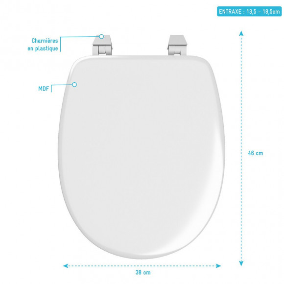 Abattant Pour Wc Blanc - En Plastique Et Charnières En Plastique - Simple White