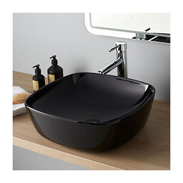 Vasque À Poser Carrée Noire 46 Cm X 46 Cm Mistral - Céramique Moderne
