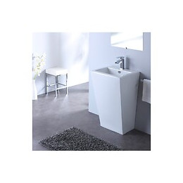 Lavabo Sur Pied Carré Design Totem Blanc