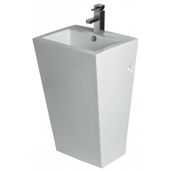 Lavabo Sur Pied Carré Design Totem Blanc