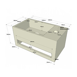 Lave-mains Gain De Place En Solid Surface Prato 33x18 Cm Avec Porte-serviette Gris Ciment