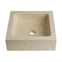 Vasque À Poser Carrée En Pierre Naturelle Beige Égyptien