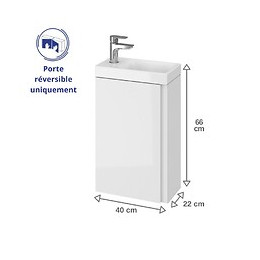 Meuble Lave-mains 40x22 Cm Faible Profondeur Couleur Blanc