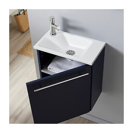 Meuble Lave-mains Pour Wc Bleu Nuit De Qualité Avec Robinet Eau Froide