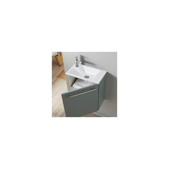 Meuble Lave-mains Pour Wc Vert De Gris Moderne Avec Robinet Eau Froide