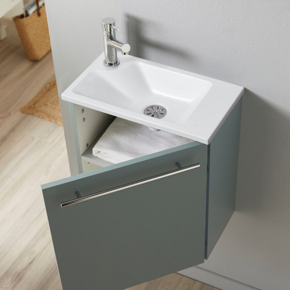 Meuble Lave-mains Pour Wc Vert De Gris Moderne Avec Robinet Eau Froide