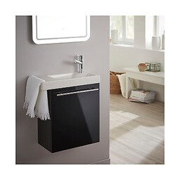 Lave Mains Noir Brillant Pour Wc Avec Robinet Eau Froide À Droite