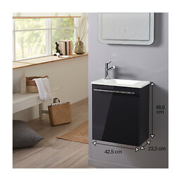 Meuble Lave-mains Pour Wc Gris Anthracite Original Avec Robinet Eau Froide