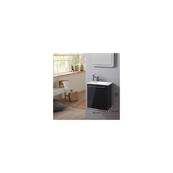 Meuble Lave-mains Pour Wc Gris Anthracite Original Avec Robinet Eau Froide