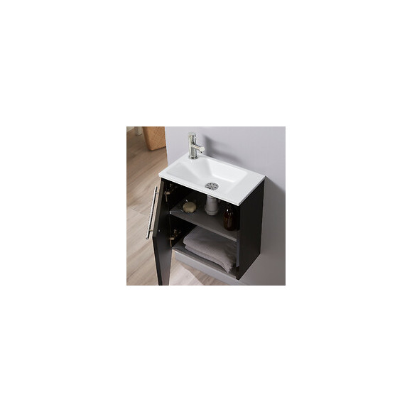 Meuble Lave-mains Pour Wc Noir Design Avec Robinet Eau Froide