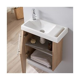 Pack Lave Mains Chêne Oak Bordolino Avec Lave Mains Porte Serviette Et Robinetterie Eau Froide
