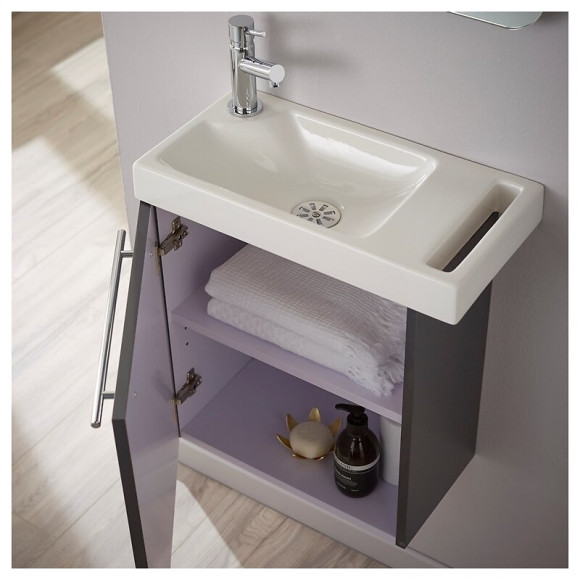 Ensemble Lave-mains Tout Compris Anthracite Avec Robinetterie Eau Froide
