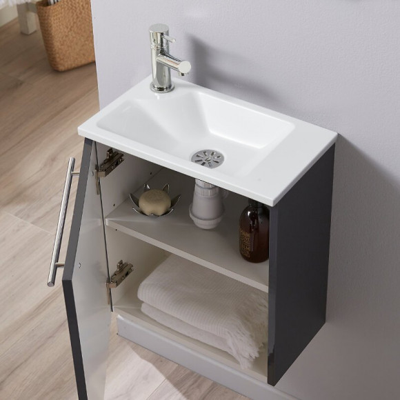 Meuble Lave-mains Pour Wc Gris Anthracite Original Avec Robinet Eau Froide