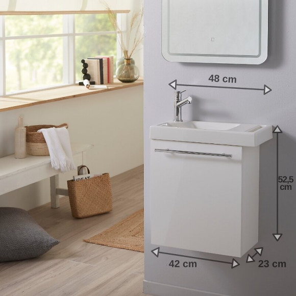 Pack Lave Mains Blanc + Lave Mains + Robinetterie Eau Froide