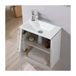 Meuble Lave-mains Pour Wc Blanc Design Avec Robinet Eau Froide