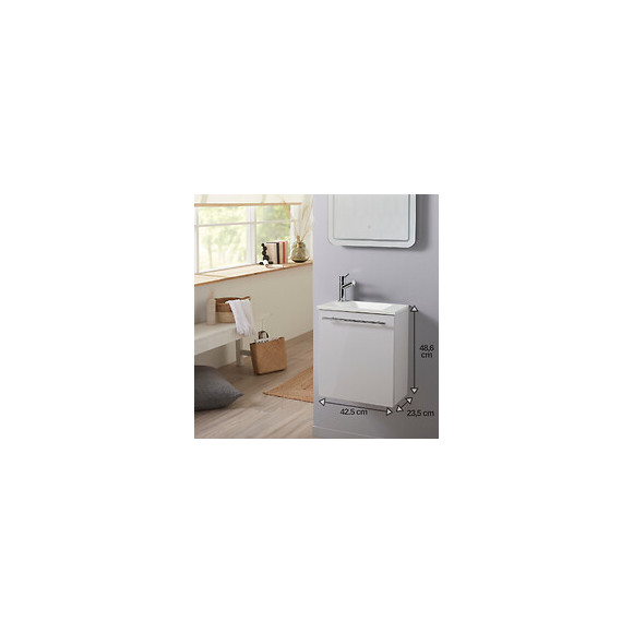 Meuble Lave-mains Pour Wc Blanc Design Avec Robinet Eau Froide