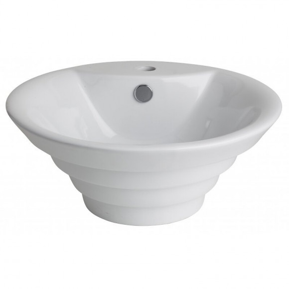 Vasque À Poser Blanche Et Ronde En Forme De Pyramide Inversée