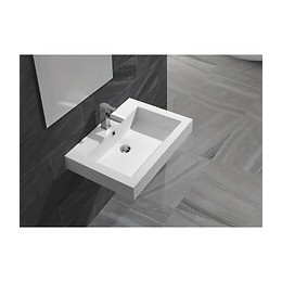 Vasque Semi Encastrée Ou À Suspendre Rectangle En Solid Surface Blanche Empezo 58