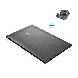 Receveur De Douche En Pierre Naturelle 185 X 90 Cm Roche De Mer + Natte Étanche + Siphon 360°