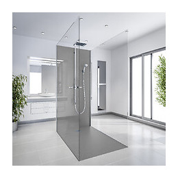 Receveur De Douche En Résine Imitation Pierre 90 X 90 Cm Taupe + Natte Étanche + Siphon 360°