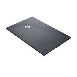 Receveur De Douche En Résine Imitation Ardoise 185 X 90 Cm Gris Ardoise + Natte Étanche + Siphon 360°