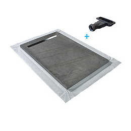 Receveur De Douche Caniveau En Pierre Naturelle 120 X 90 Cm Ardoise + Natte Étanche + Siphon Ultra Plat