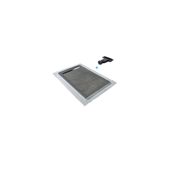 Receveur De Douche Caniveau En Pierre Naturelle 120 X 90 Cm Ardoise + Natte Étanche + Siphon Ultra Plat
