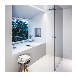 Receveur De Douche Caniveau En Solid Surface 100 X 100 Cm Blanc + Natte Étanche + Siphon Ultra Plat