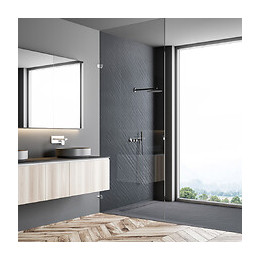 Receveur De Douche Caniveau En Résine Imitation Pierre 185 X 90 Cm Gris Ardoise + Natte Étanche + Siphon Ultra Plat