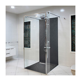 Receveur De Douche Caniveau En Pierre Naturelle 140 X 90 Cm Graphite Noir + Natte Étanche + Siphon Ultra Plat