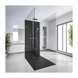 Receveur De Douche En Résine Imitation Pierre 140 X 90 Cm Noir + Natte Étanche + Siphon 360°