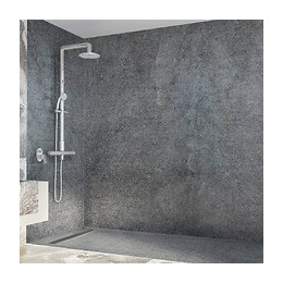 Receveur De Douche Caniveau En Pierre Naturelle 185 X 90 Cm Roche De Mer + Natte Étanche + Siphon Ultra Plat