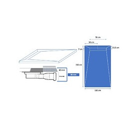 Receveur De Douche Caniveau En Pierre Naturelle 150 X 100 Cm Graphite Noir + Natte Étanche + Siphon Ultra Plat