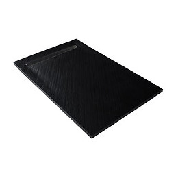 Receveur De Douche Caniveau En Pierre Naturelle 185 X 90 Cm Graphite Noir + Natte Étanche + Siphon Ultra Plat