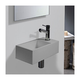 Lave-mains Gain De Place En Solid Surface Sacramento 35x18 Cm Gris Ciment