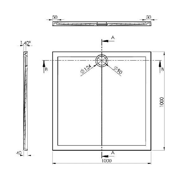 Receveur De Douche Extra Plat En Polybéton Slim 100 X 100 Cm