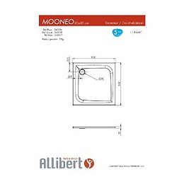 Receveur De Douche Extra-plat Texture Effet Pierre Mooneo Carre 80 X 80 Cm Gris