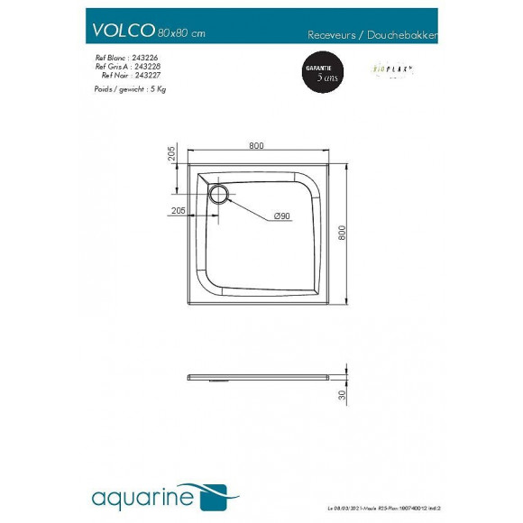 Receveur De Douche Extra-plat Texture Effet Pierre Mooneo Carre 80 X 80 Cm Noir