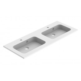 Plan De Toilette Double Vasque Style - Polybéton - 120,5 X 1,8 X 46,5 Cm - Blanc Mat