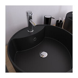 Vasque À Poser Ronde En Céramique Noire - Diamètre 40cm - Hauteur 14cm - Roll On Dark