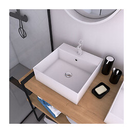 Vasque À Poser Carrée En Céramique - 40x40x14cm - Squary