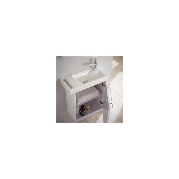 Meuble Lave-mains Pour Wc Blanc Avec Porte Serviette Et Mitigeur À Droite