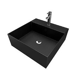 Vasque À Poser Carrée En Céramique Noire - 40x40x14cm - Squary Dark