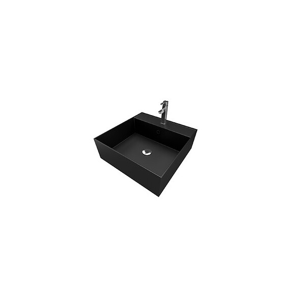 Vasque À Poser Carrée En Céramique Noire - 40x40x14cm - Squary Dark