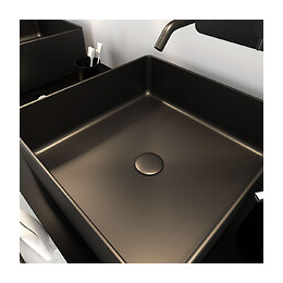 Vasque À Poser Rectangle En Céramique Noire - 40x40x14cm - Squarish Dark