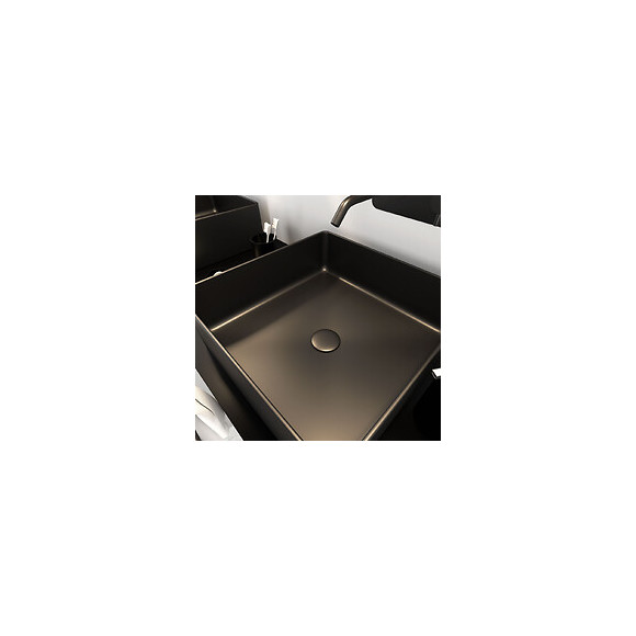 Vasque À Poser Rectangle En Céramique Noire - 40x40x14cm - Squarish Dark