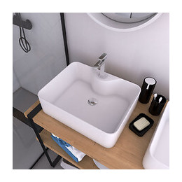 Vasque À Poser Rectangle En Céramique - 48x37x13.5cm - Rectangular
