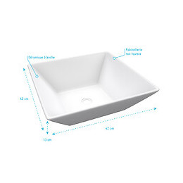 Vasque À Poser Carrée En Céramique 42x42x13cm - Aslant